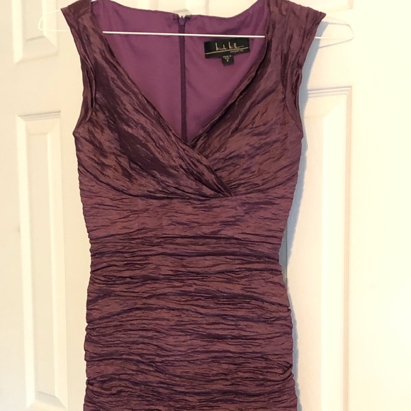 Nicole Miller bodycon dress in eggplant color - Picture 2 of 5